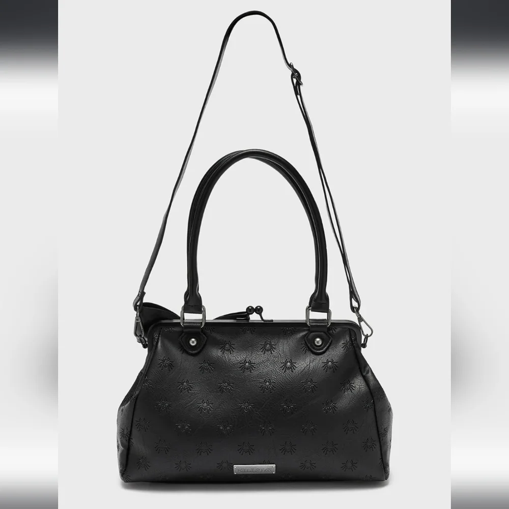 Killstar Black Shoulder Bag with Bow Detail - Picture 2 of 5